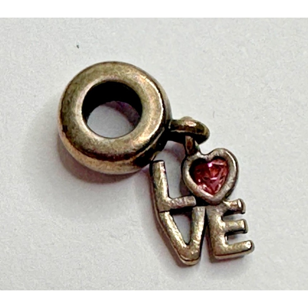 PANDORA Sterling Silver Pink CZ Heart ALL ABOUT LOVE Word Dangle Charm 791253CZS
